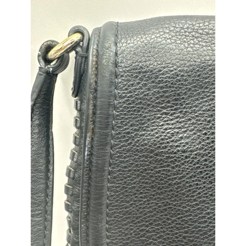 Kate Spade NY Black Leather Saddle Crossbody‎ Bag Adjustable Strap Boho Chic